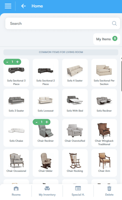 Mooxy inventory system - Mobile view