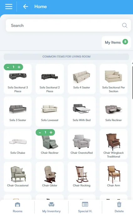 Mooxy inventory system - Mobile view